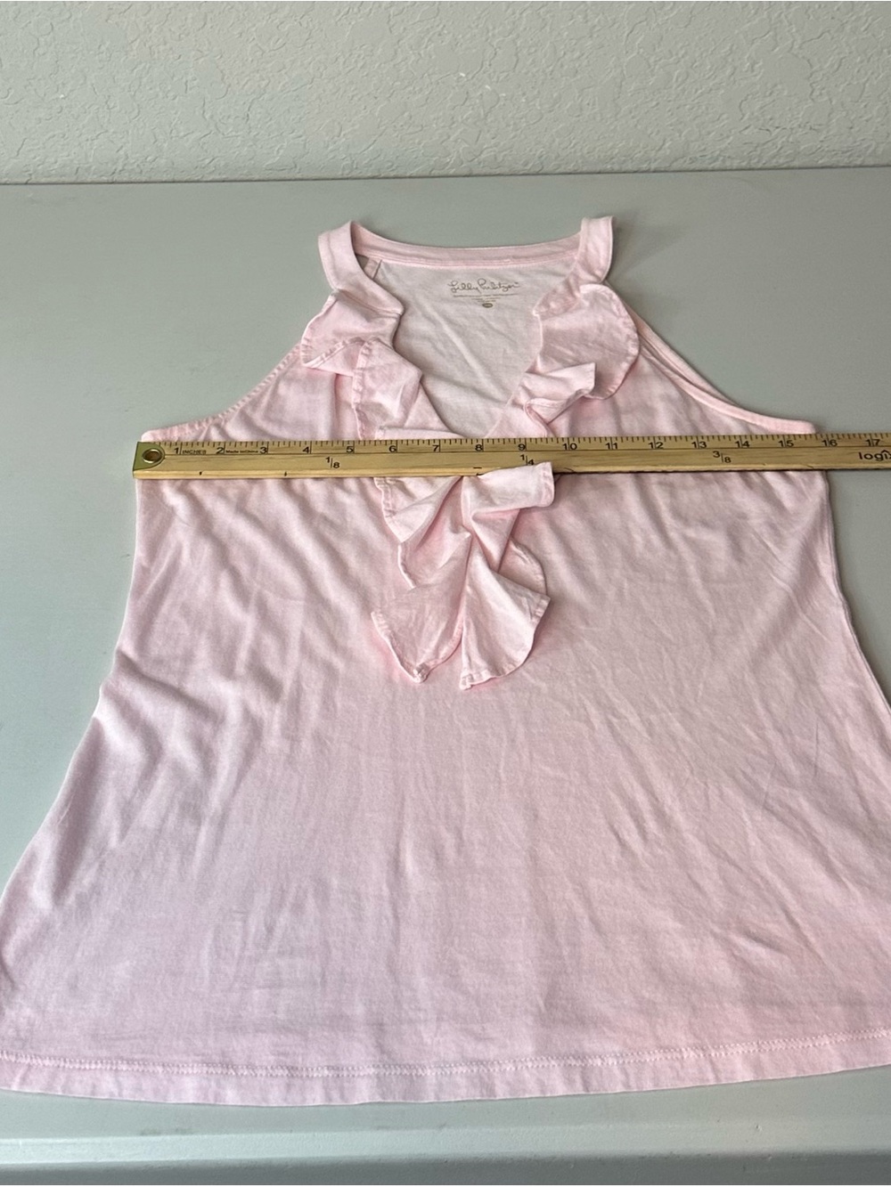 Lilly Pulitzer Light Pink Classic Ruffle Sleeveless Top Cotton Blend Size XS - Picture 7 of 9